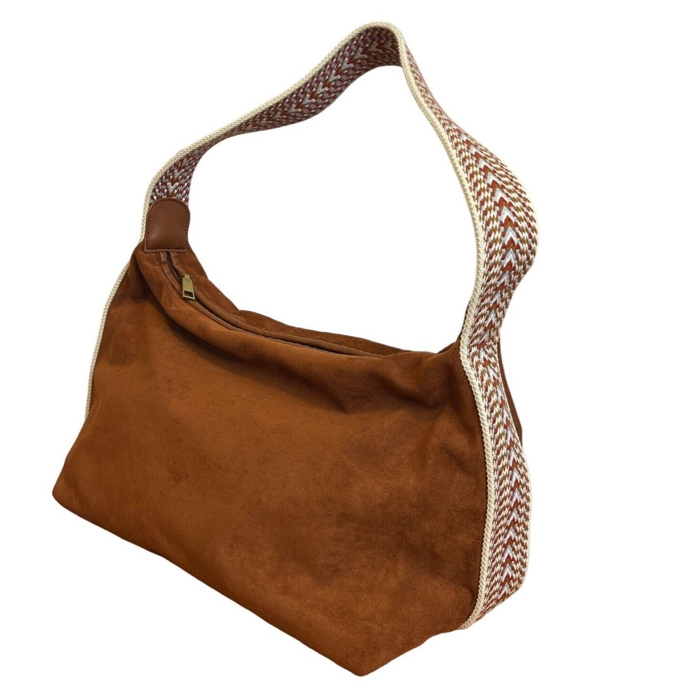 Shiraleah Purse Handbag Decorative Strap Caramel Brown Zip Closure Boho